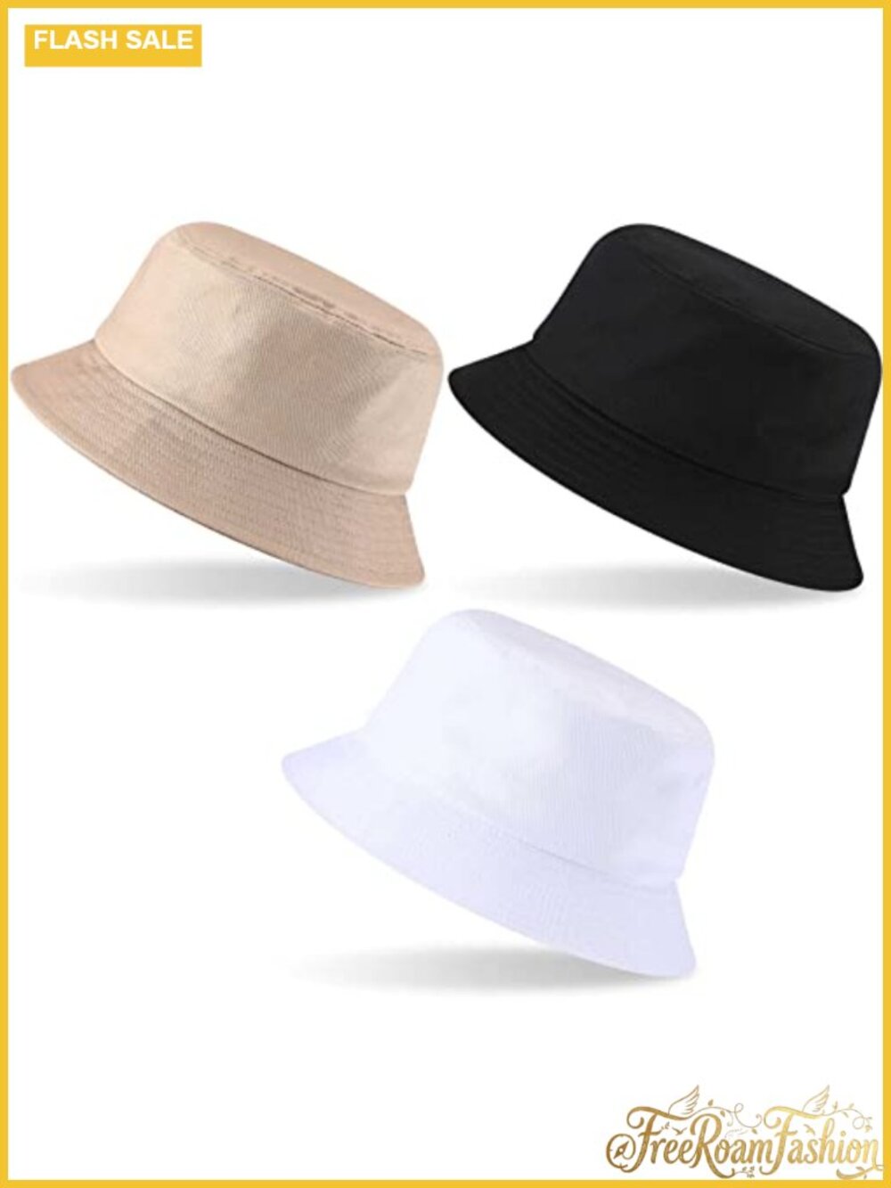 3 Pack XXL Cotton Bucket Hats Oversize Wide Brim Unisex Outdoor